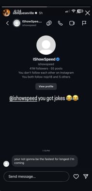 Seville responds to IShowSpeed | Instagram@obliqueseville